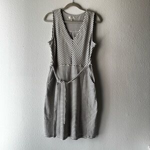 Monteau Black and White Striped Midi Dress